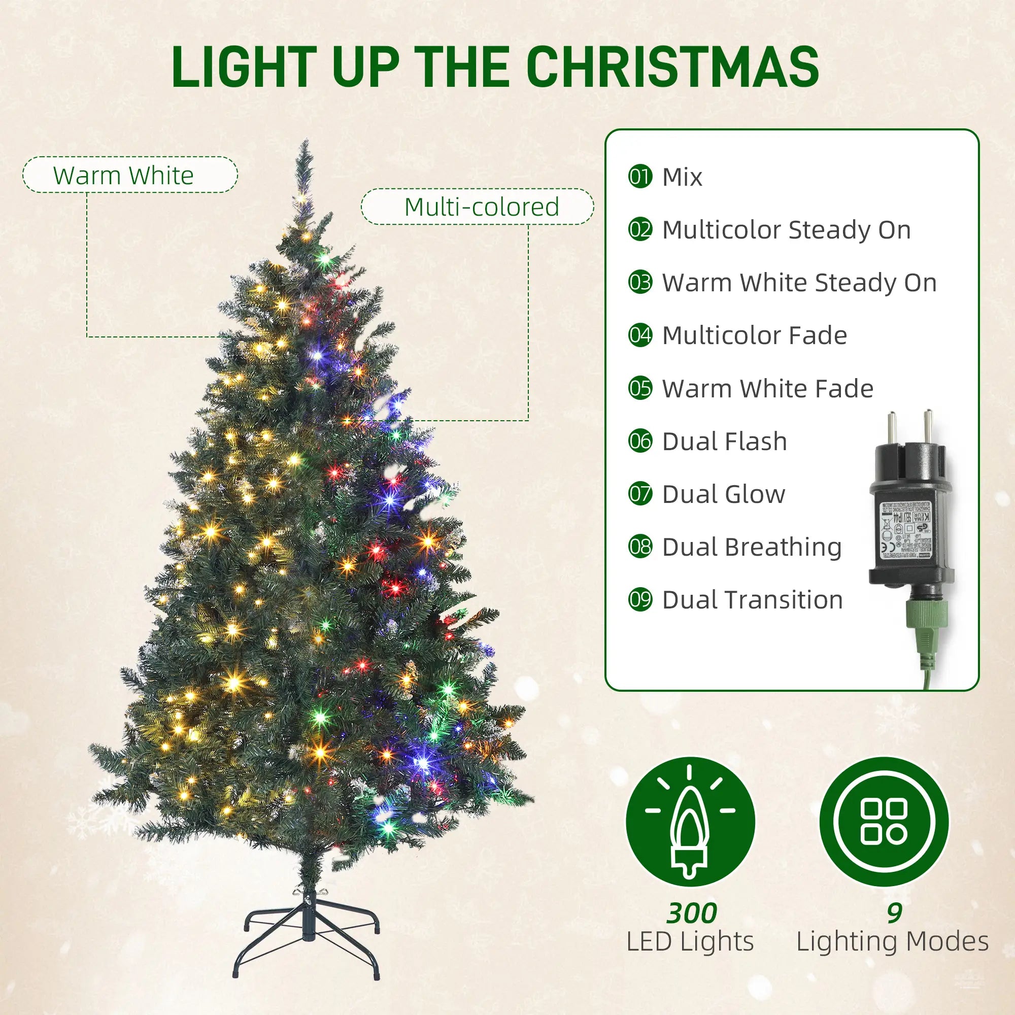 6 ft Frosted Prelit Christmas Tree, Dual Colour LED Light, Hinged, Easy Assembly, Dual Colour Pre Lit Christmas Trees at Gallery Canada