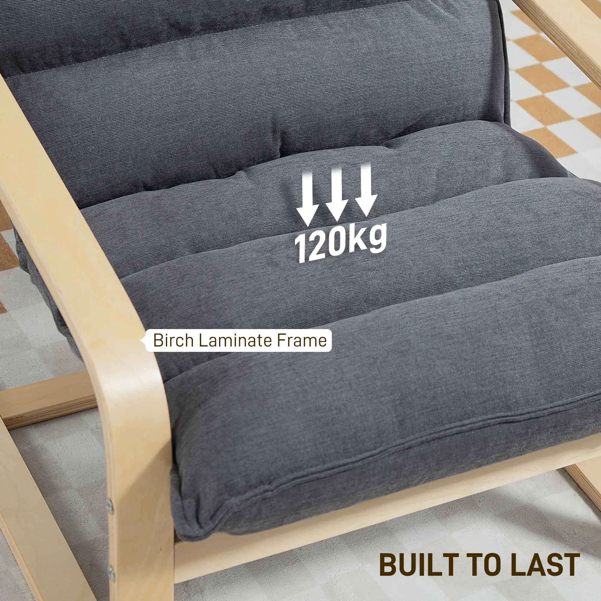 Birch Wood Fabric Modern Armchair, Accent Chair, Grey Accent Chairs at Gallery Canada