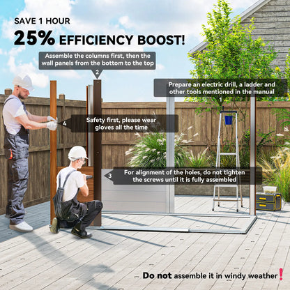 7.7' x 6.5' Metal Garden Shed, Ventilation, Dark Brown Wood Grain Sheds at Gallery Canada