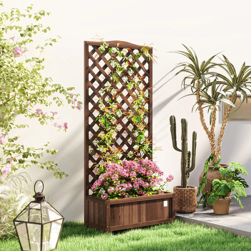 Wood Planter With Trellis, Raised Garden Bed, 30