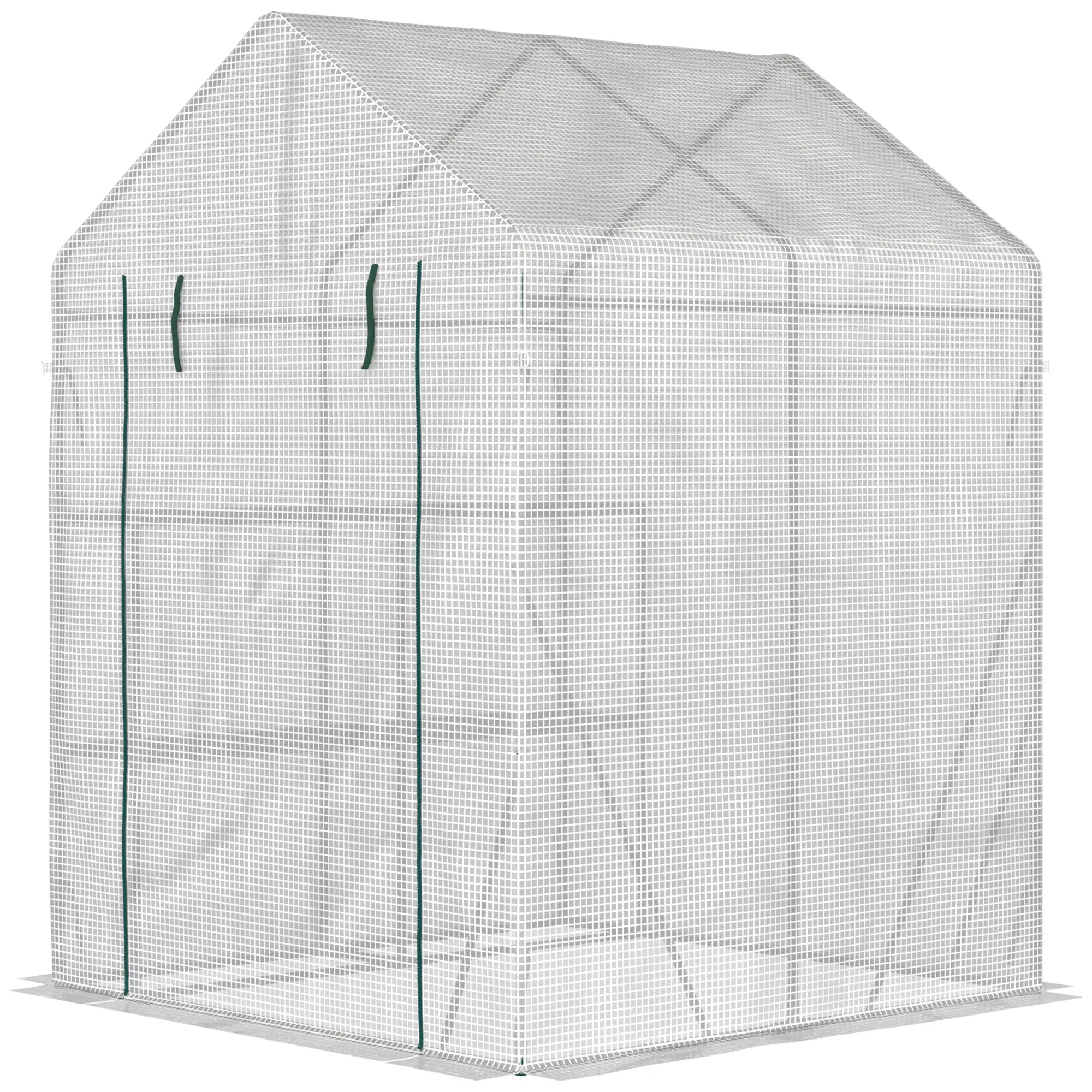 56 x 56 Walk-In Greenhouse, Portable Gardening Plant House, 2-Tier Shelf, Green Greenhouses Green at Gallery Canada