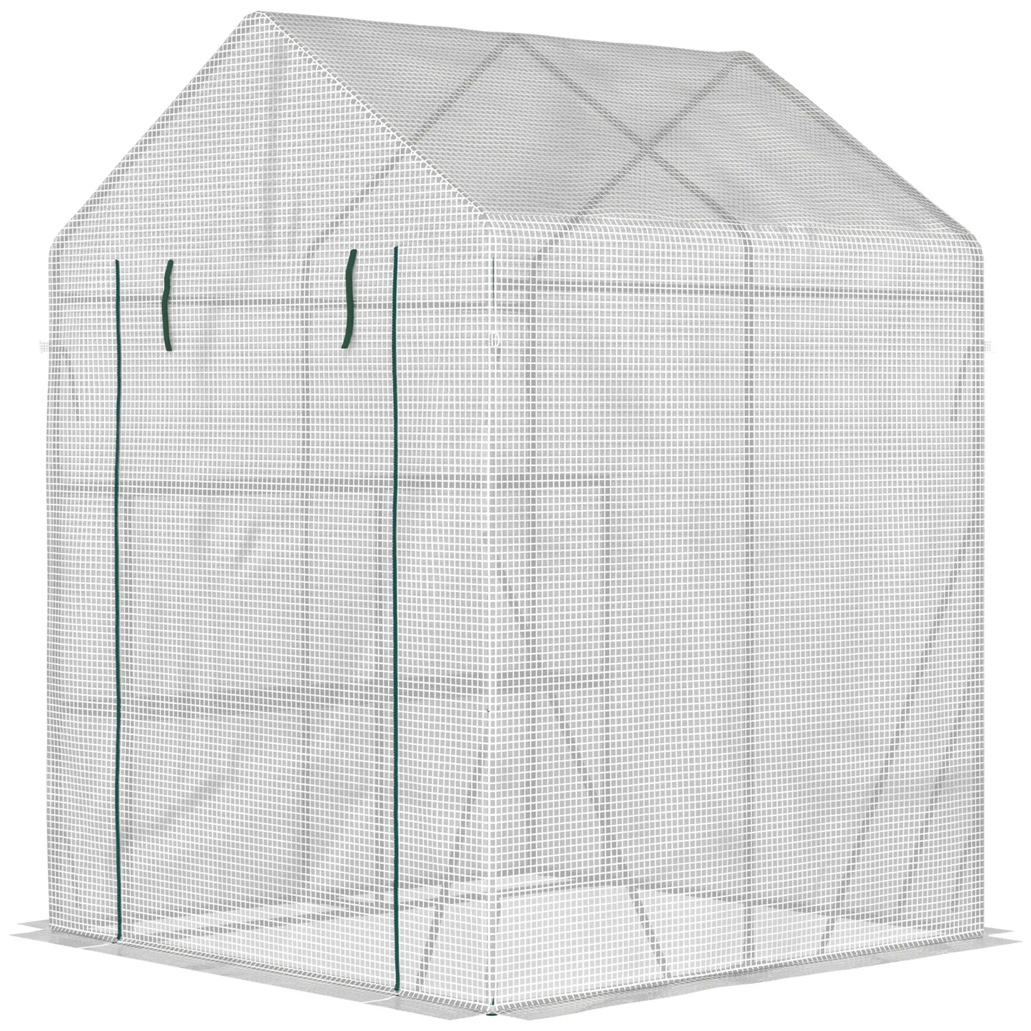 56 x 56 Walk-In Greenhouse, Portable Gardening Plant House, 2-Tier Shelf, Green Greenhouses Green at Gallery Canada