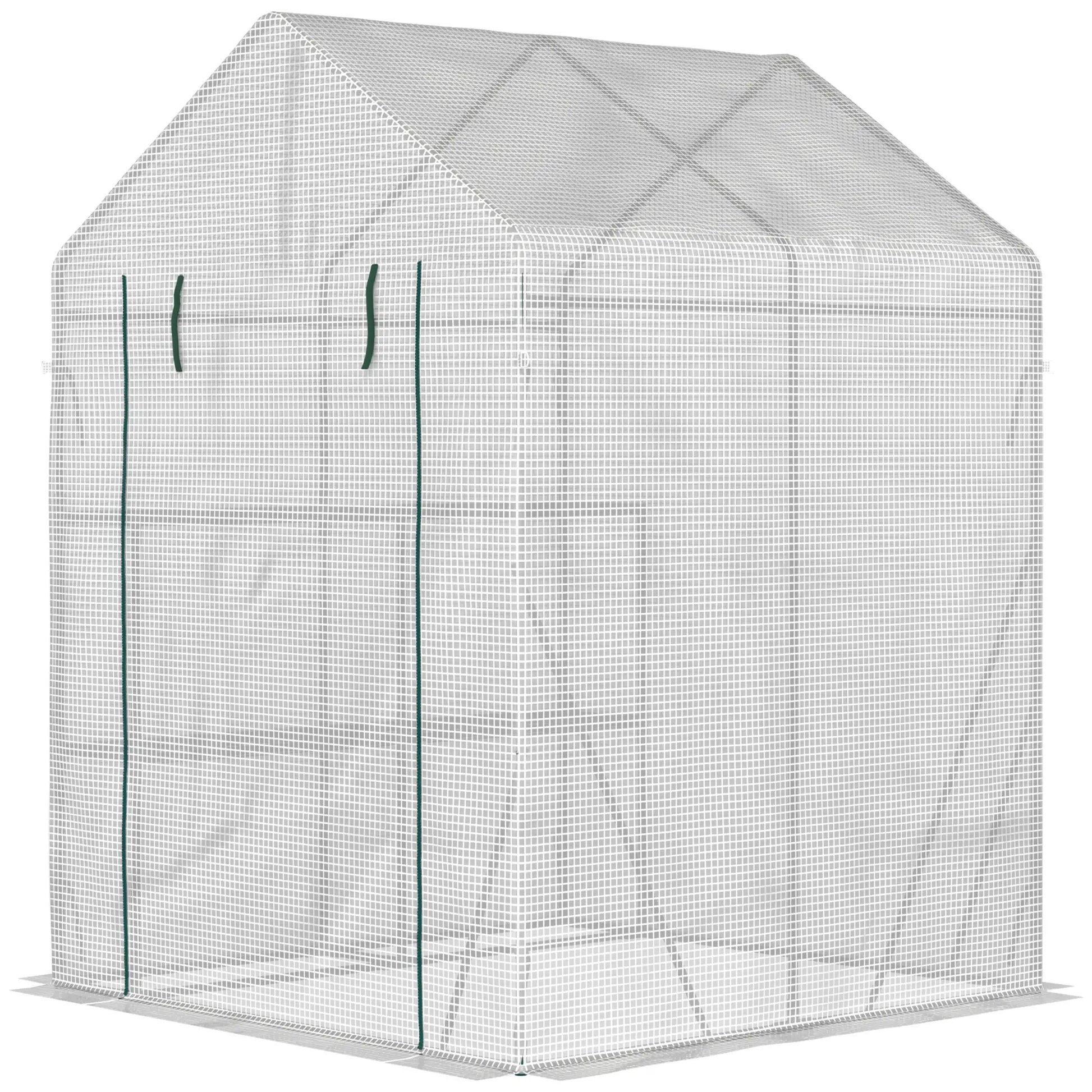 56 x 56 Walk-In Greenhouse, Portable Gardening Plant House, 2-Tier Shelf, Green Greenhouses Green at Gallery Canada