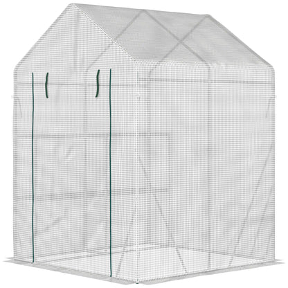 56 x 56 Walk-In Greenhouse, Portable Gardening Plant House, 2-Tier Shelf, Green Greenhouses Green at Gallery Canada