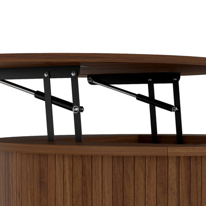 Lift Top Coffee Table, Round, Storage, Sliding Door, Walnut Brown Coffee Tables at Gallery Canada