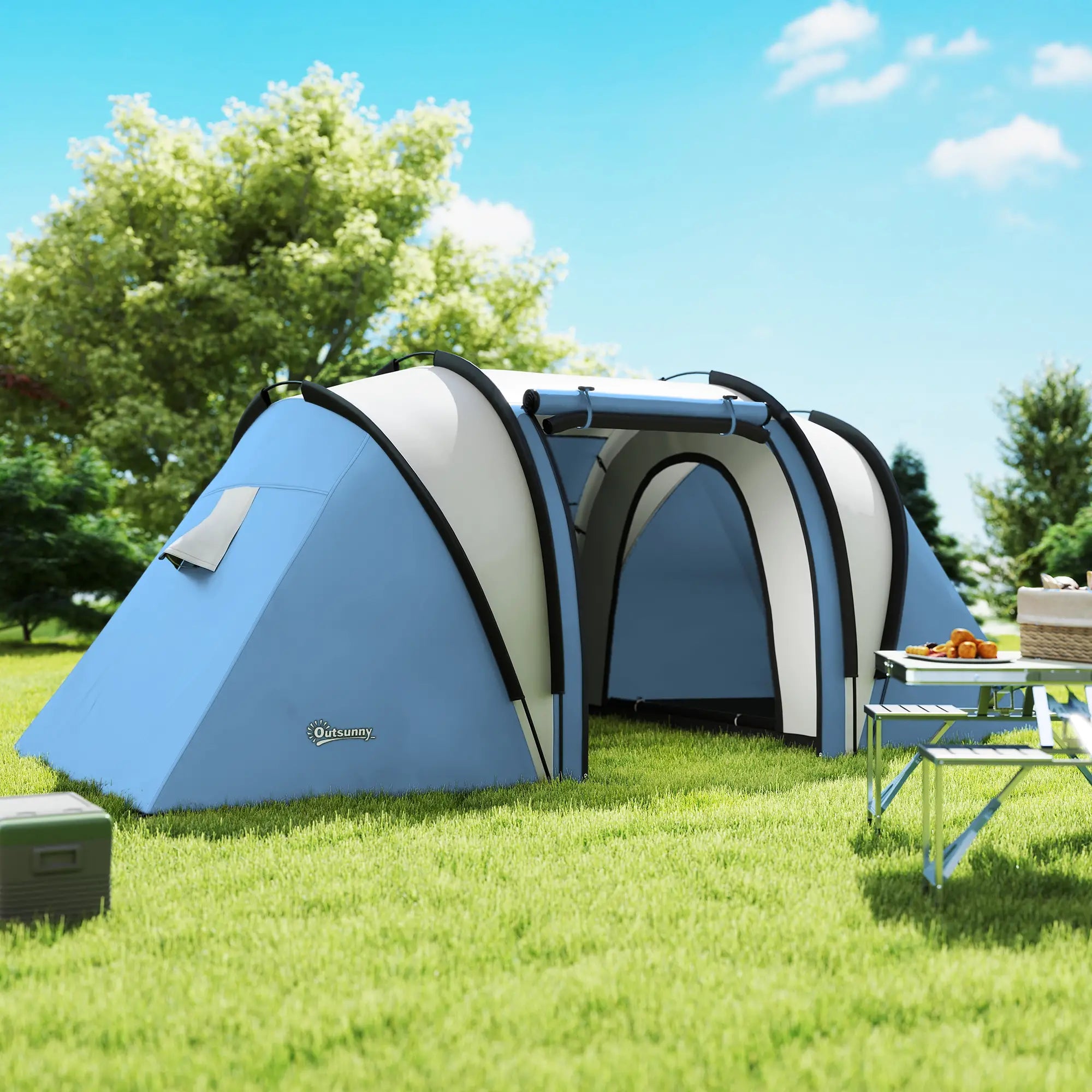 Camping Tent, 2 Bedrooms, Living Area, 3000mm Waterproof, Blue Camping Tents at Gallery Canada