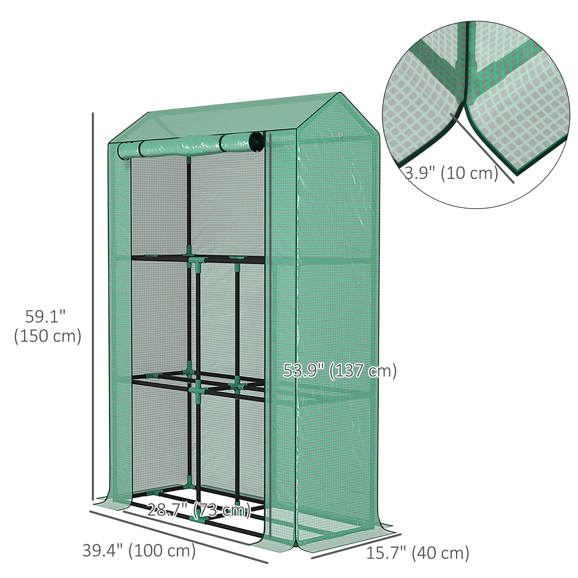 Mini Greenhouse, 3 Tier Shelves, 3 Roll-Up Doors, Indoor Outdoor, Green Greenhouses at Gallery Canada