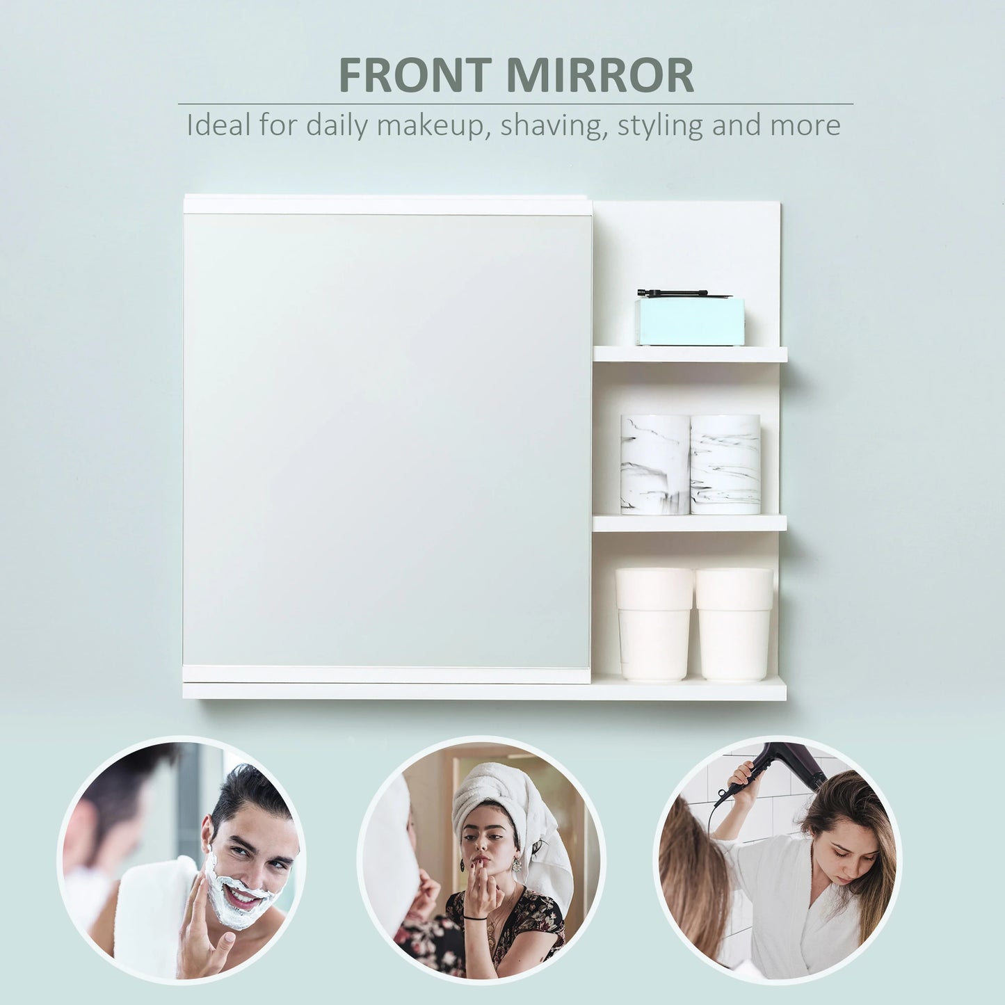 Wall Mounted Bathroom Storage Cabinet with Mirror, 3 Shelves, 2-Tier Cupboard Mirror Medicine Cabinets at Gallery Canada