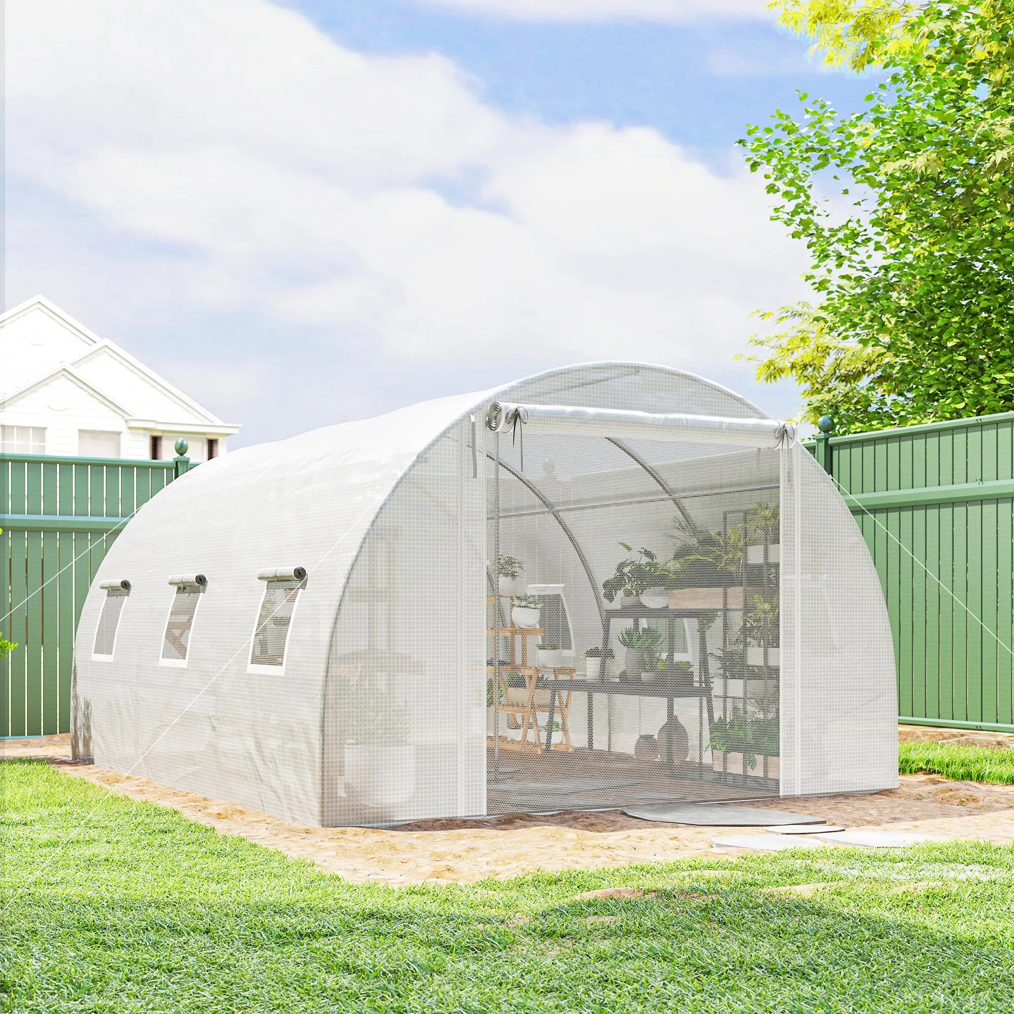 Walk-In Tunnel Greenhouse, 13'x9.8'x6.6', White Tunnel Greenhouses at Gallery Canada