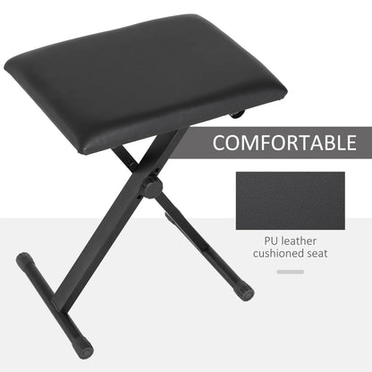 Adjustable Piano Bench, X-Style Folding Stool, Padded Seat, Black Piano Benches at Gallery Canada