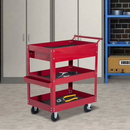 3-Tier Rolling Tool Cart, Drawer and Side Box, 132 LBS Capacity, Red Tool Organizers at Gallery Canada