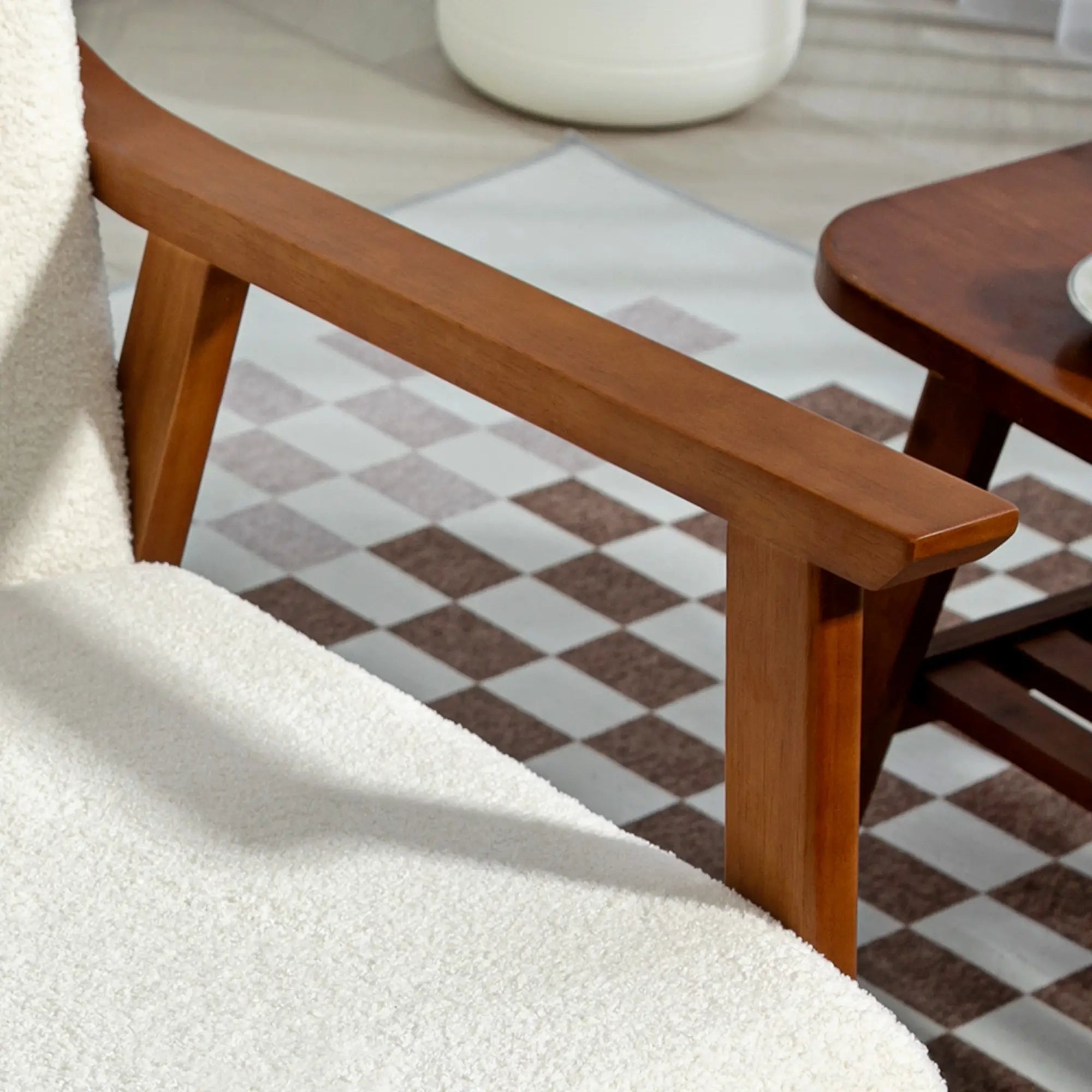 Living Room Chair Boucle Accent Chair for Bedroom with Wide Seat and Thick Padding, White Accent Chairs at Gallery Canada