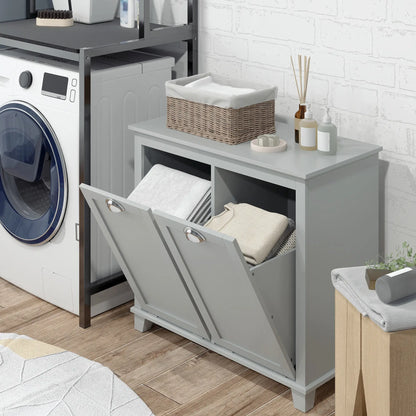 Tilt-Out Laundry Cabinet, Bathroom Organizer, Two-Compartment Hamper, Grey Bathroom Cabinets at Gallery Canada