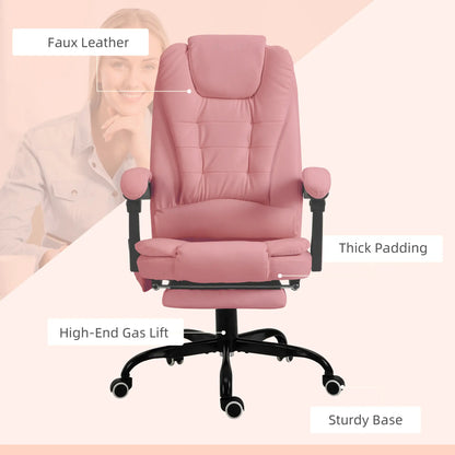 7-Point Vibrating Massage Chair, Reclining with Footrest, Pink Massage Chairs at Gallery Canada