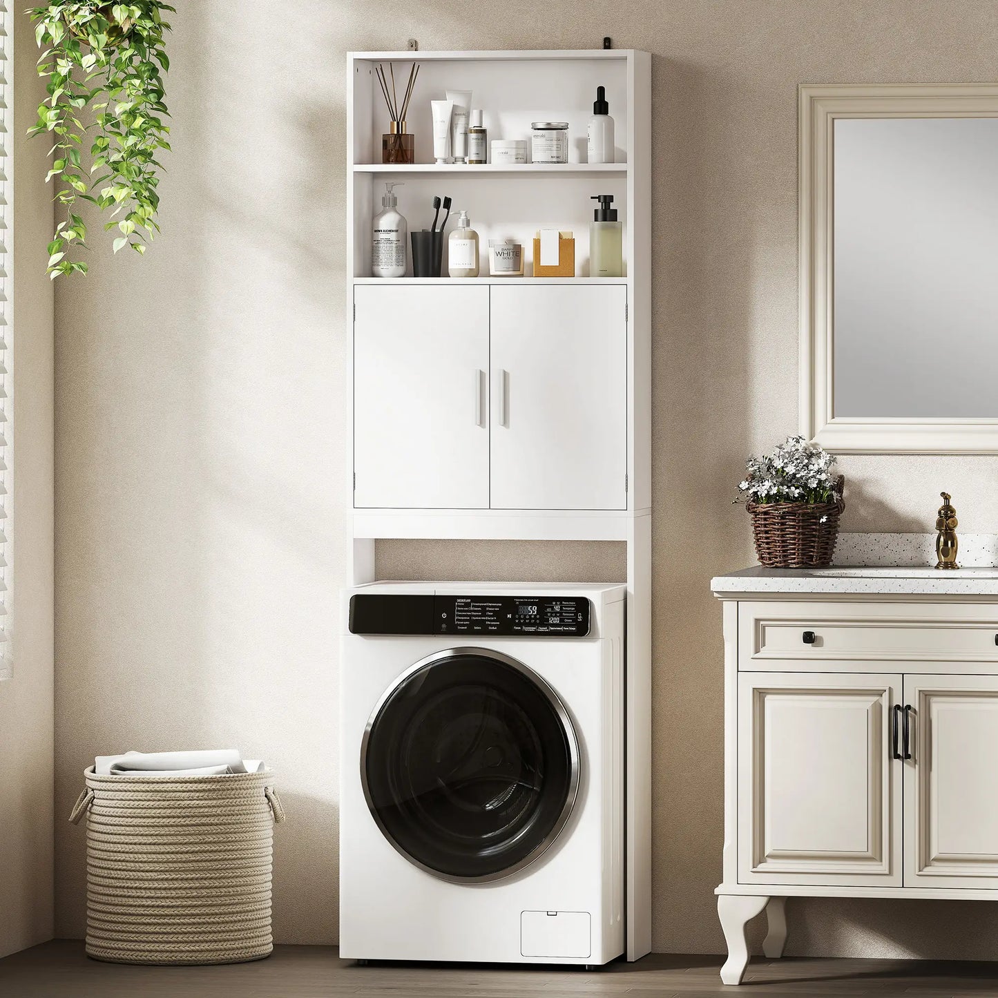 Over The Toilet Storage Cabinet, 4-Tier Bathroom Organizer, White Over The Toilet Storage at Gallery Canada