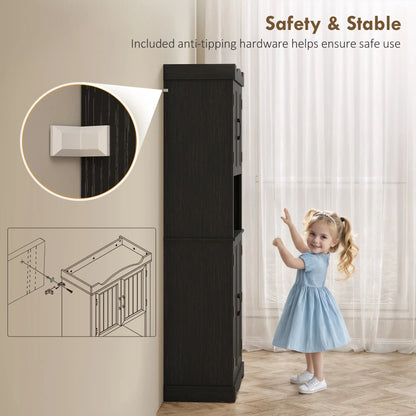 73 Inch Kitchen Pantry Cabinet, Freestanding Hutch, 12 Shelves, Black Kitchen Pantry Cabinets at Gallery Canada