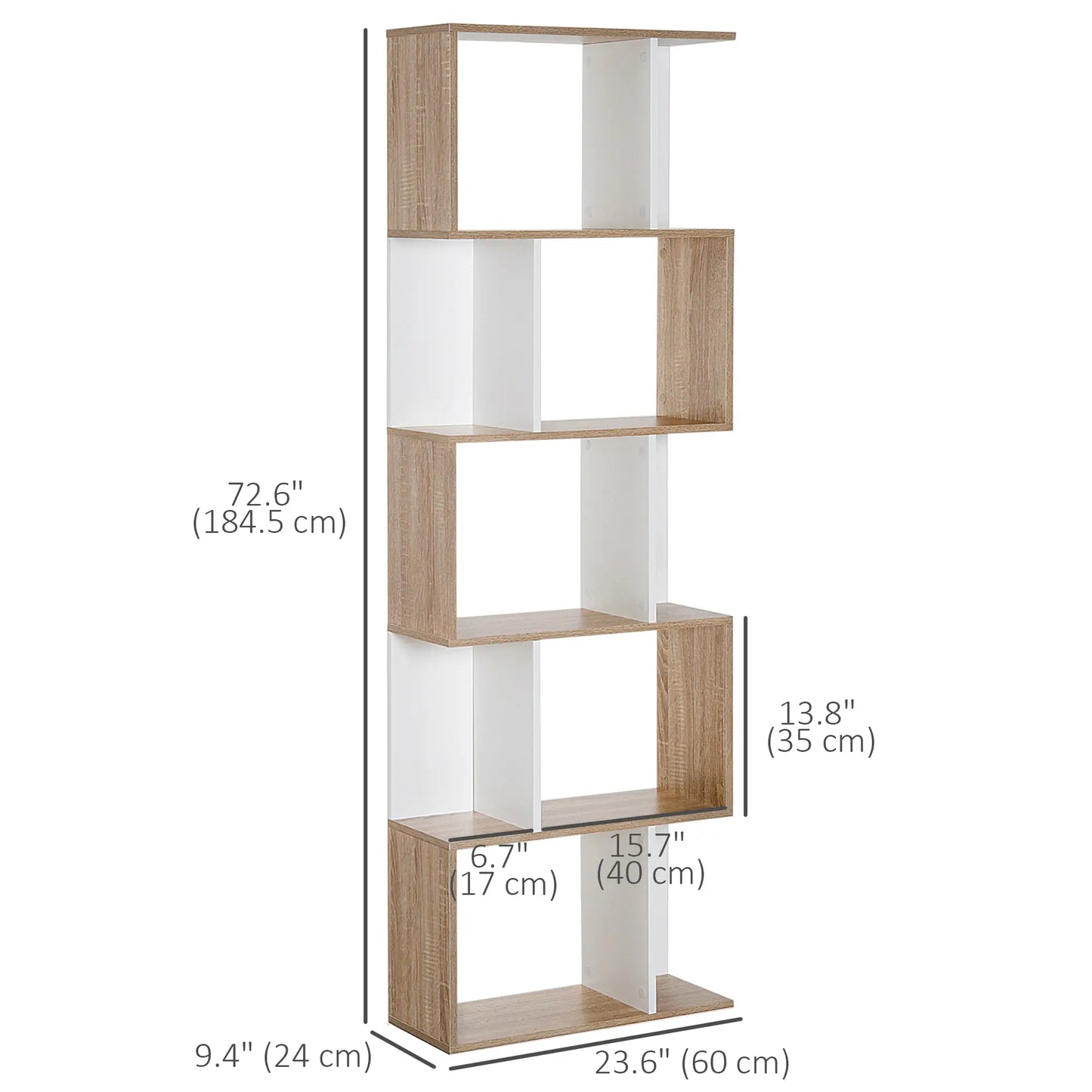 5-Tier Geometric Bookcase, Modern Room Divider, White Display Bookshelves at Gallery Canada