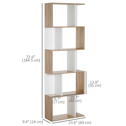 5-Tier Geometric Bookcase, Modern Room Divider, White Display Bookshelves at Gallery Canada