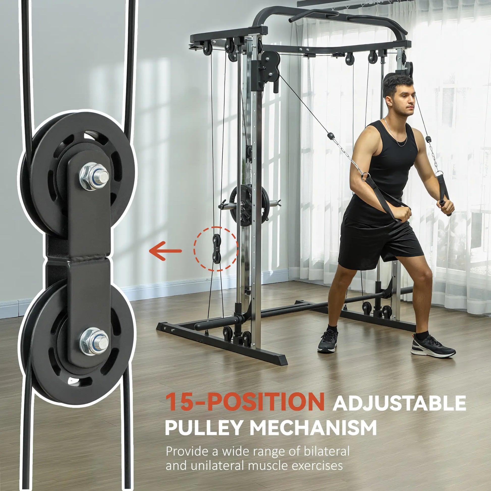 3 In 1 Smith Machine Power Rack, Cable Crossover, Pull Up Station, Squat Rack Power Towers at Gallery Canada