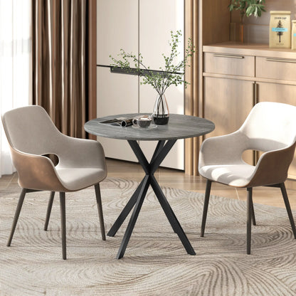 31.5" Industrial Round Dining Table, Distressed Grey Dining Tables at Gallery Canada
