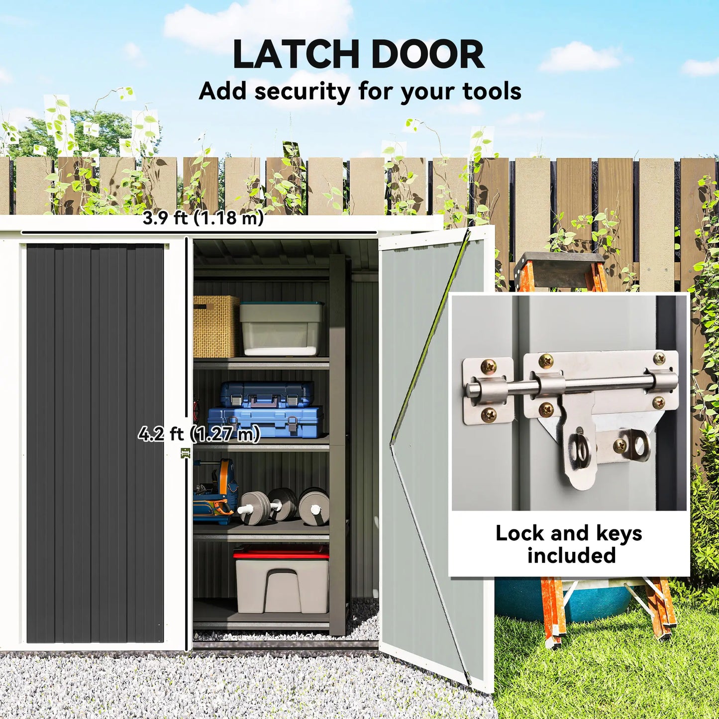 5' x 3' Metal Garden Storage Shed, Tool House, Double Doors Sheds at Gallery Canada