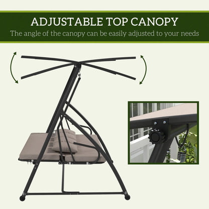 3 Seater Porch Swing, Convertible Chair Bed, Light Brown