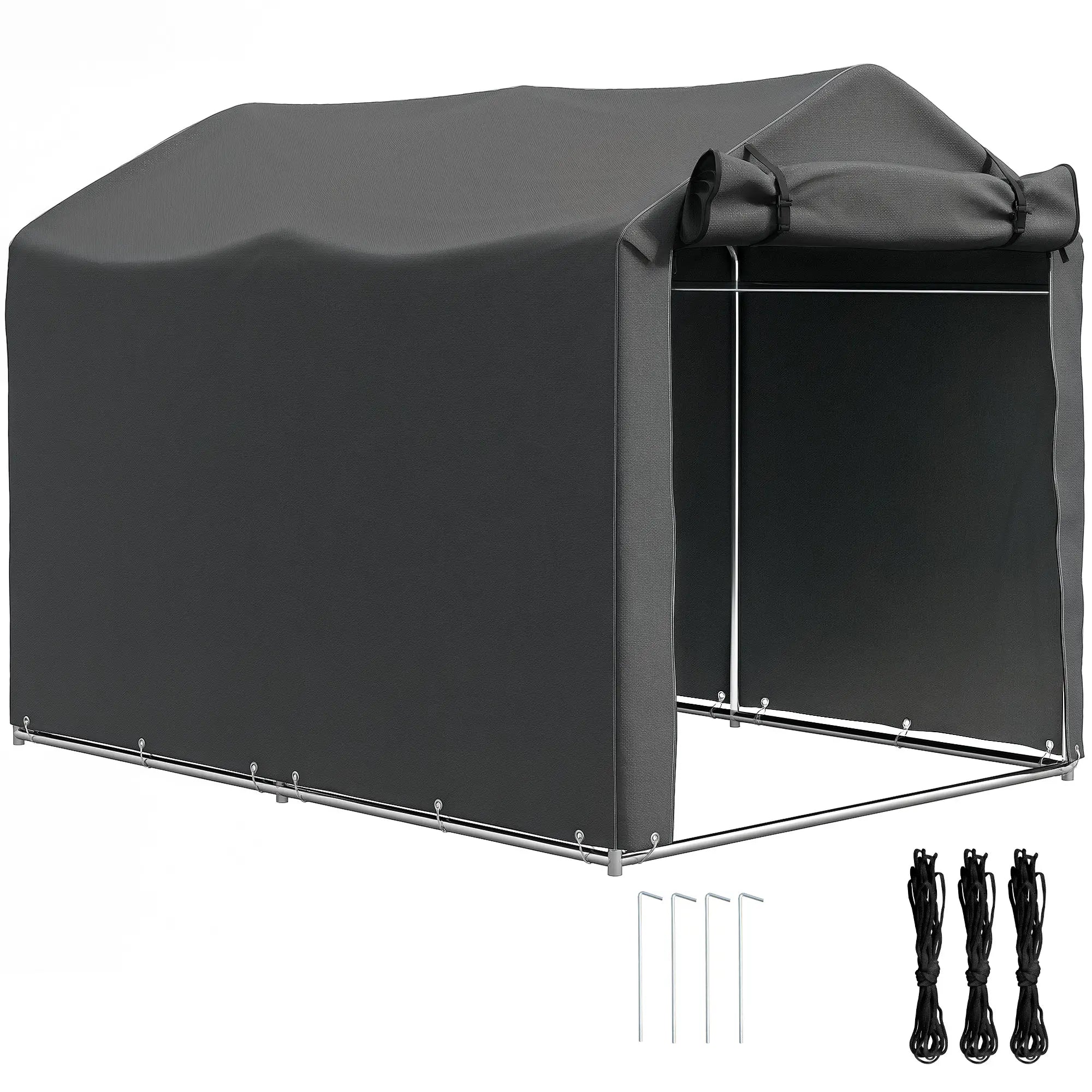 Outdoor Storage Shed, UV Resistant Bike Tent, Roll-up Zipper Door, Dark Grey Sheds at Gallery Canada