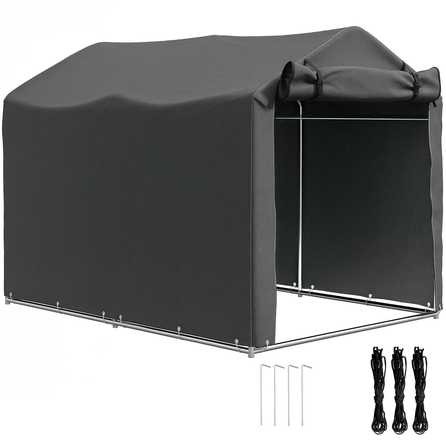 Outdoor Storage Shed, UV Resistant Bike Tent, Roll-up Zipper Door, Dark Grey Sheds at Gallery Canada