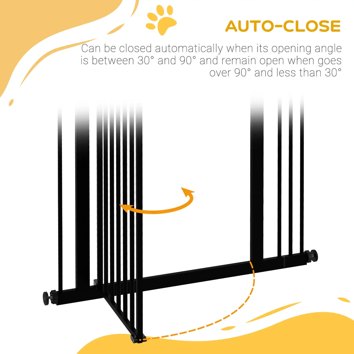 Barrière pour chien extra haute avec porte, ajustement par pression, fermeture automatique, 29-34 pouces, noir