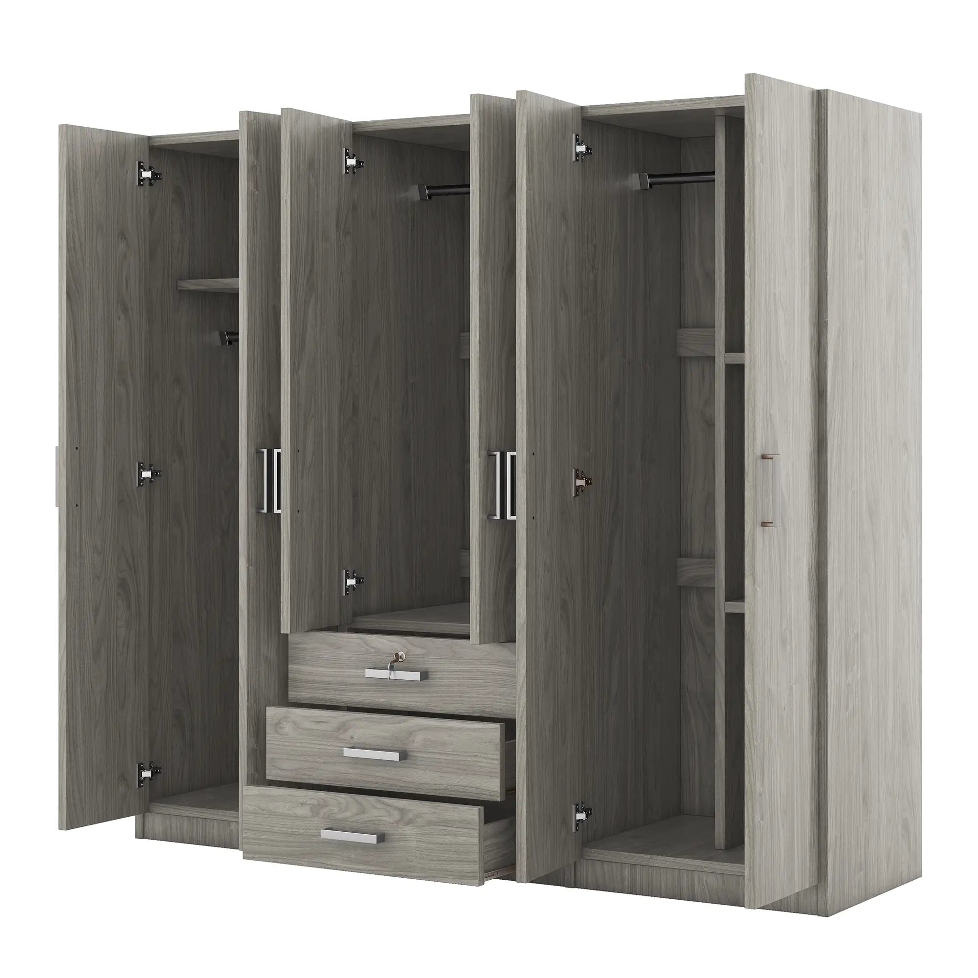 Wooden Wardrobe, 3 Drawers, MDF, Compact, 71