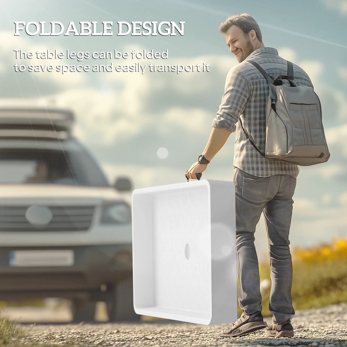 3.4ft Folding Ice Cooler Table with Drain, Outdoor Patio Party, White Picnic Tables & Camping Chairs at Gallery Canada