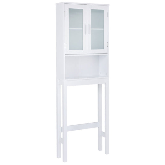 Wooden over the toilet Storage Cabinet with Tower Rack, White - Gallery Canada