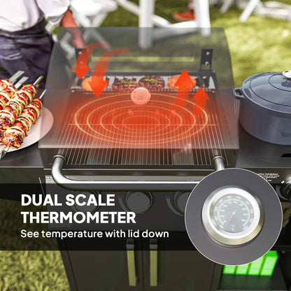 3 Burner Gas Grill With Side Burner, 9.5 KW Propane BBQ Grill, Cabinet Style Propane Gas Grills at Gallery Canada