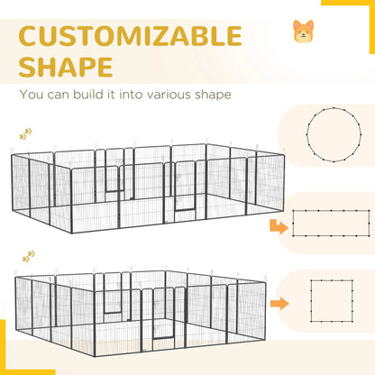 16 Panel 39" Heavy Duty Dog Playpen, Small Medium Large Dogs, Grey Houses, Kennels & Pens at Gallery Canada
