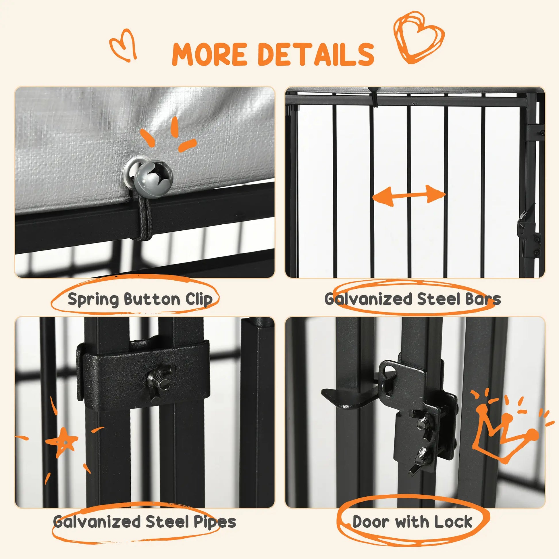 Galvanized Steel Outdoor Dog Kennel, Heavy Duty, Black Houses, Kennels & Pens at Gallery Canada