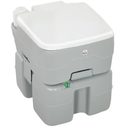 Portable Travel Toilet, Flushable Tank, Level Indicator, 5.3 Gallon (20L) Camping Toilets Grey & White at Gallery Canada