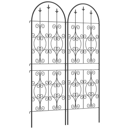 Metal Garden Trellis Set, Scrollwork Design, 150 x 50 cm, Black Plant Stands at Gallery Canada