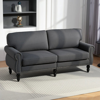 Midback Double Sofa, Sponge Padding, 2 Seater, Rubber Wood Leg, Dark Grey 2-Seater Sofas at Gallery Canada