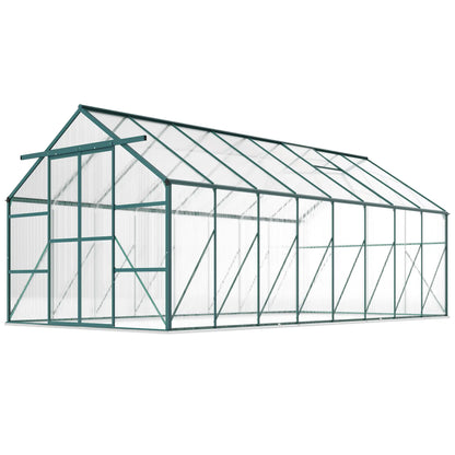 16' x 8' Aluminum Polycarbonate Greenhouse, Walk-In, Adjustable Roof Vent, Green Walk In Greenhouses Green, Clear at Gallery Canada