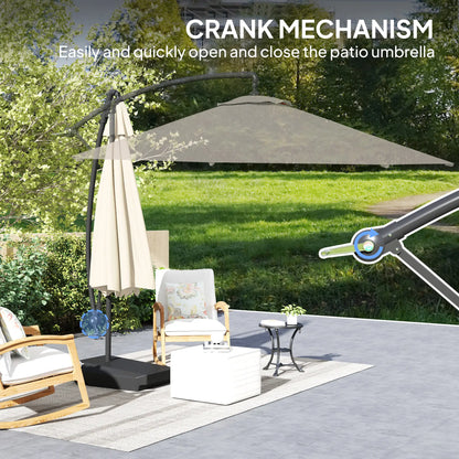 10FT Cantilever Umbrella With Fillable Base, Wind Strap, Cover, Cream White Offset Cantilever Umbrellas at Gallery Canada