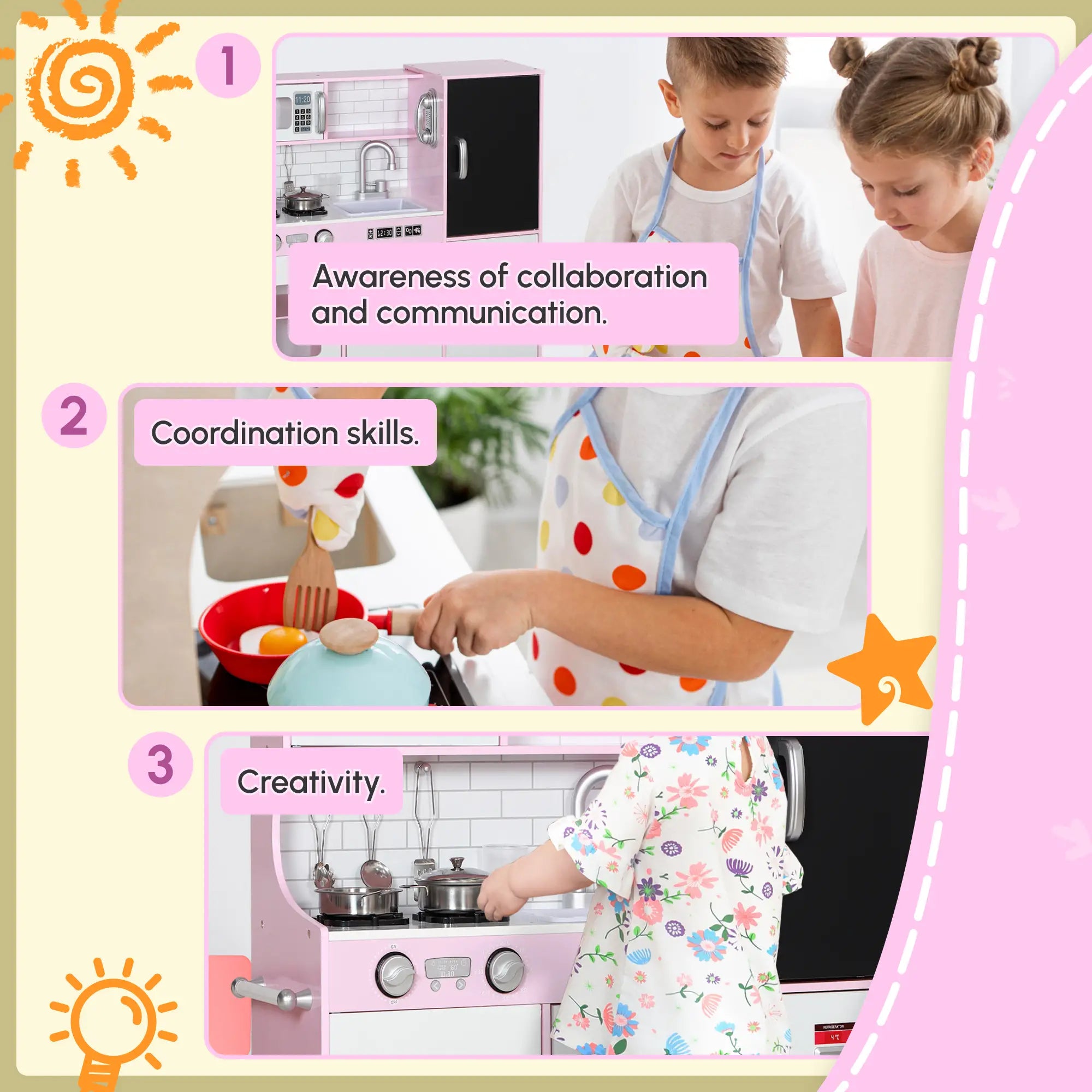 Kids Play Kitchen with Chalkboard, Ice Maker, Sink, Microwave Play Kitchen at Gallery Canada
