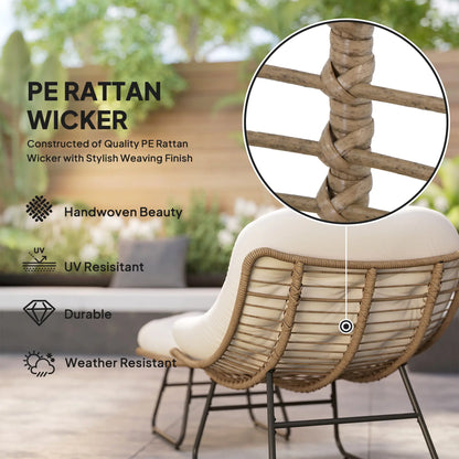 Rattan Chair With Stool, Cushion, Adjustable Foot Pads, Natural Patio Furniture Sets at Gallery Canada
