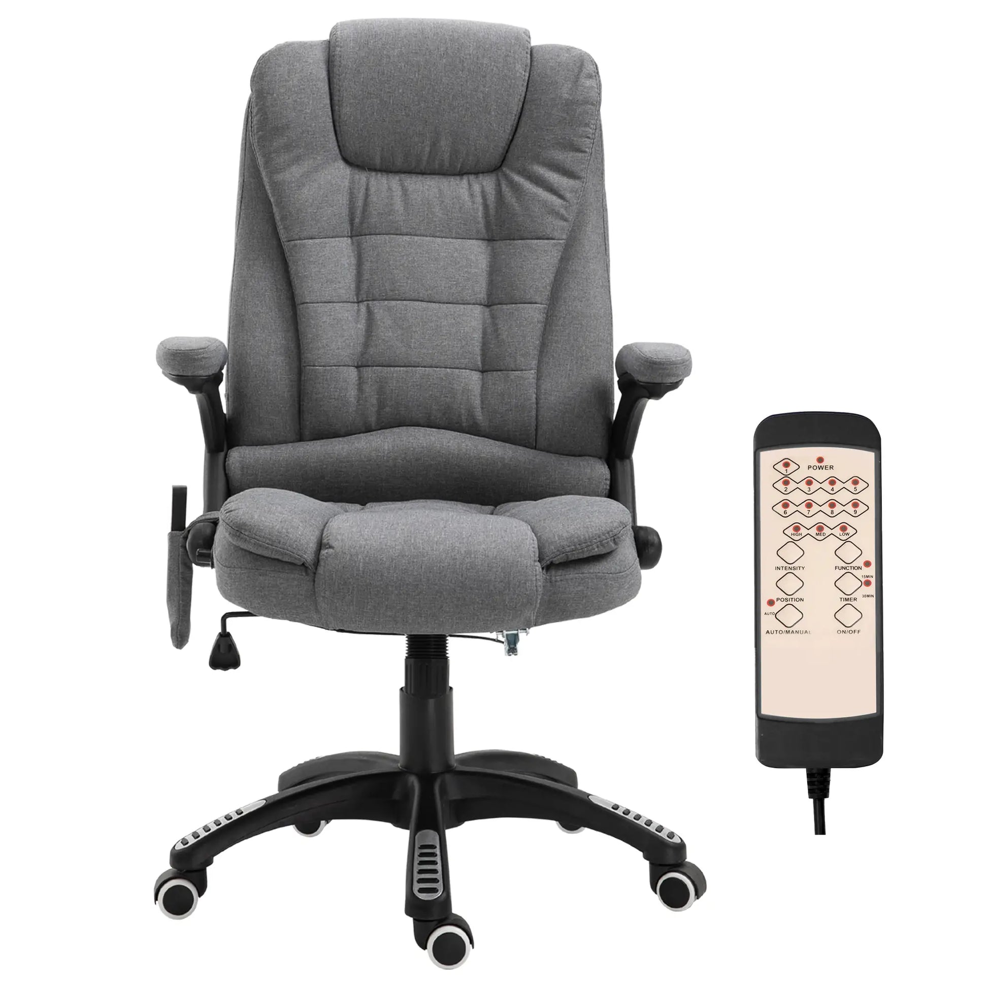 6 Point Vibrating Massage Chair, High Back Executive, Reclining, Swivel Wheels, Grey Massage Chairs at Gallery Canada
