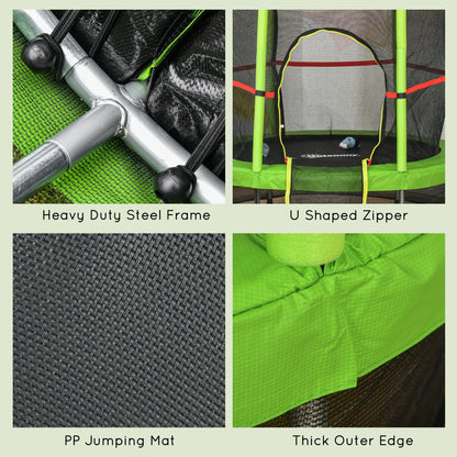 55 Inch Kids Trampoline with Enclosure Net, Indoor Outdoor, Green Trampolines at Gallery Canada