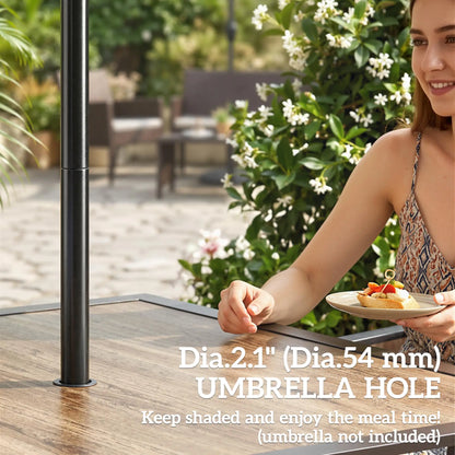 36" x 36" x 28" Square Patio Dining Table, Umbrella Hole, Rustproof Steel Frame Patio Dinning Tables at Gallery Canada