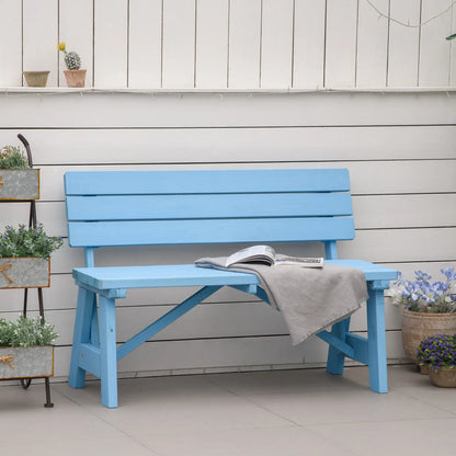 Wooden Garden Bench, 2-Person Patio Loveseat, Outdoor Furniture, Blue Outdoor Benches at Gallery Canada