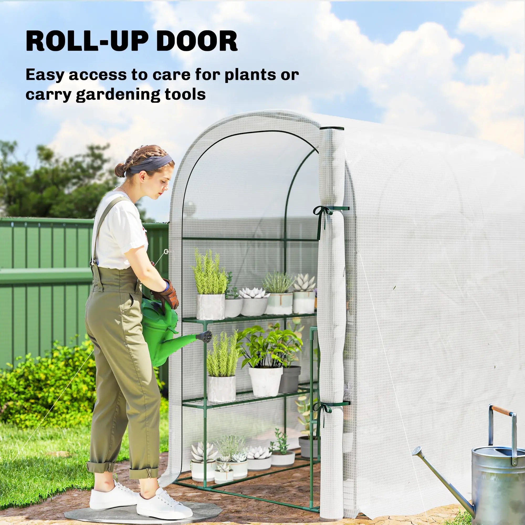 Walk-in Mini Greenhouse With Shelves, Portable Outdoor, 123 x 187 x 189 cm, White Greenhouses at Gallery Canada