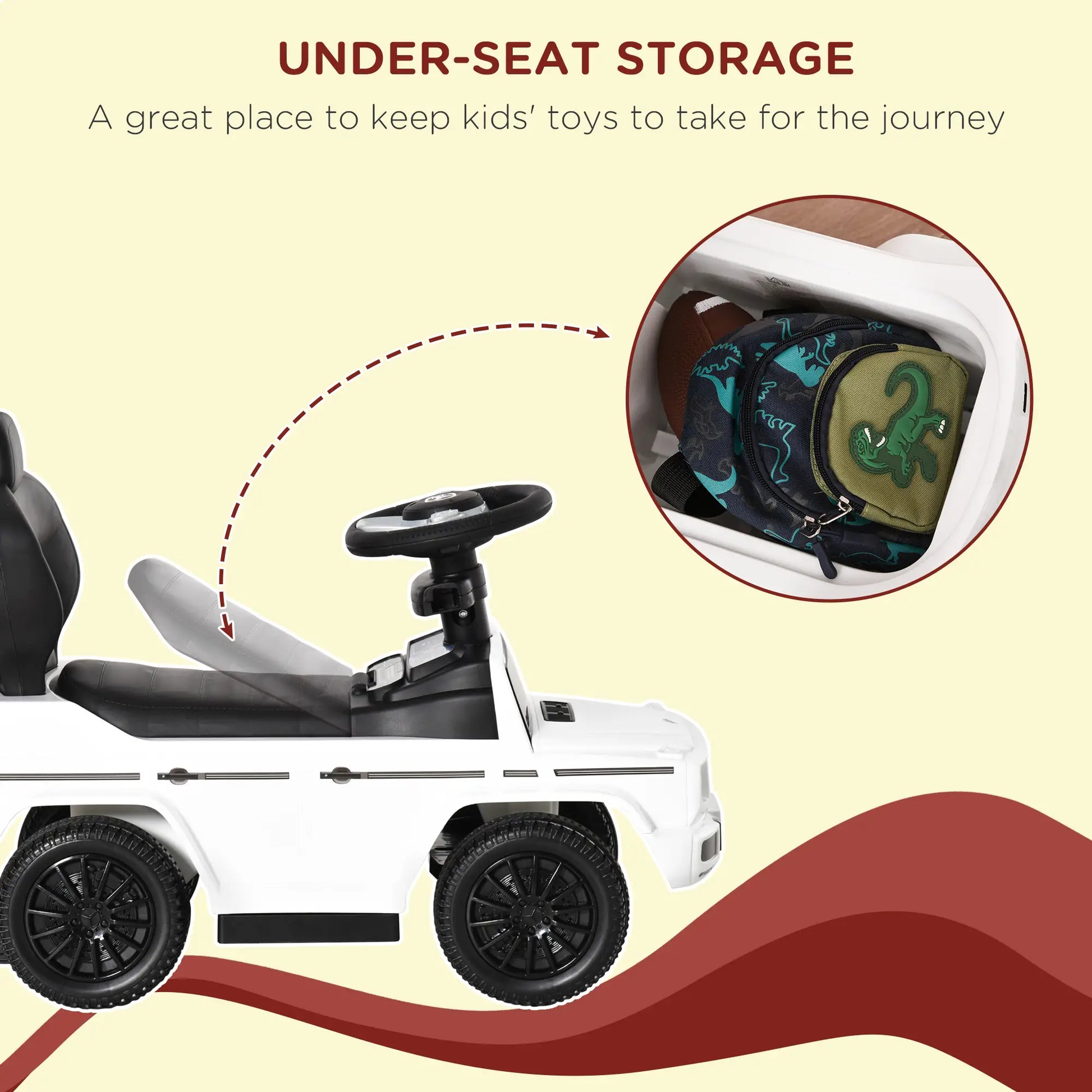 Licensed Push Car, 3-in-1 Toddler Sliding Car, White Push Cars for Toddlers at Gallery Canada