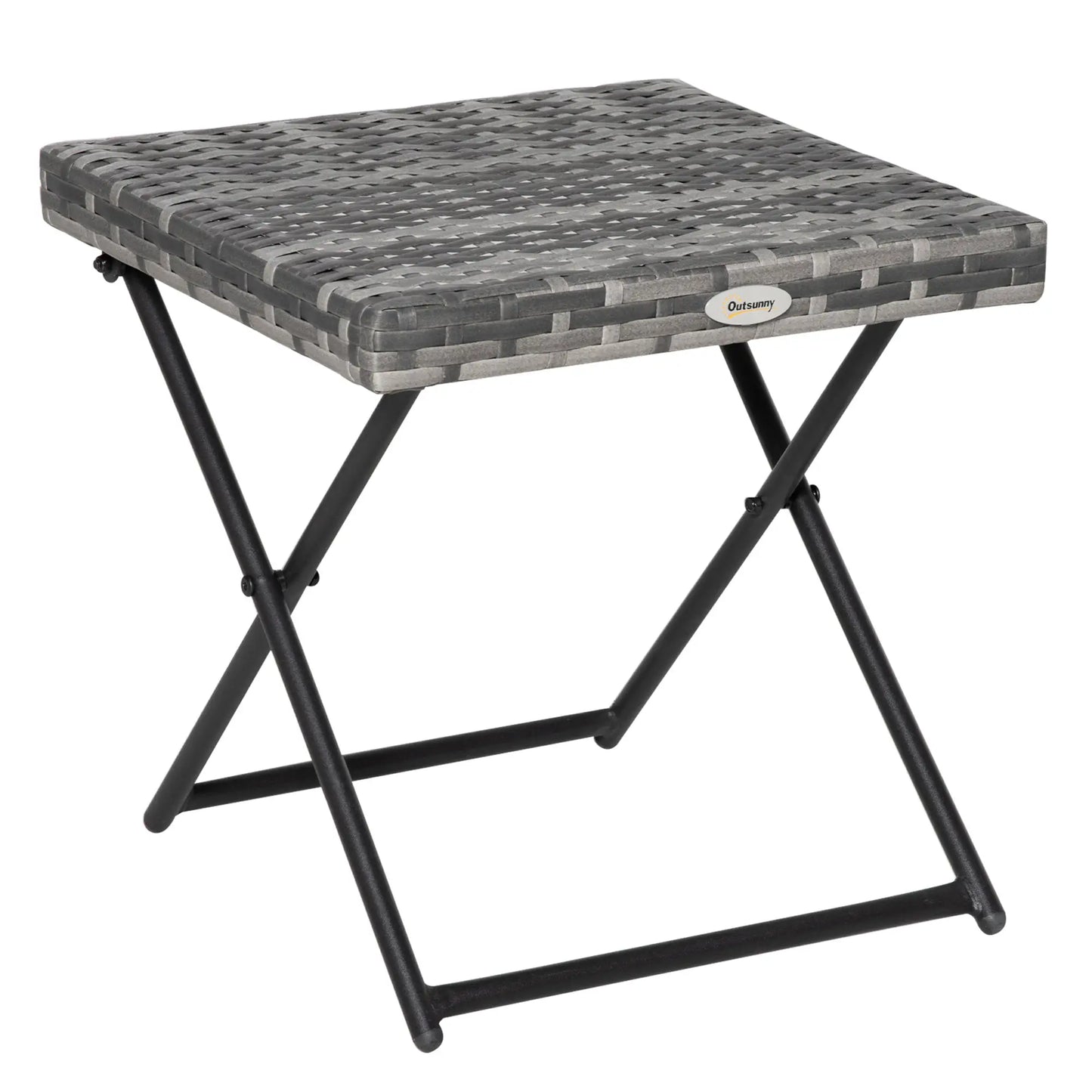 Rattan Coffee Table, Folding Outdoor Side Table, 15.75"x15.75"x15.75", Grey Coffee Tables Grey at Gallery Canada