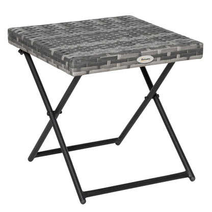 Rattan Coffee Table, Folding Outdoor Side Table, 15.75"x15.75"x15.75", Grey Coffee Tables Grey at Gallery Canada